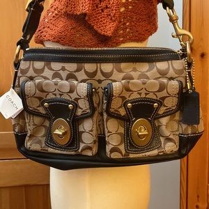 New Coach signature & leather shoulder bag.